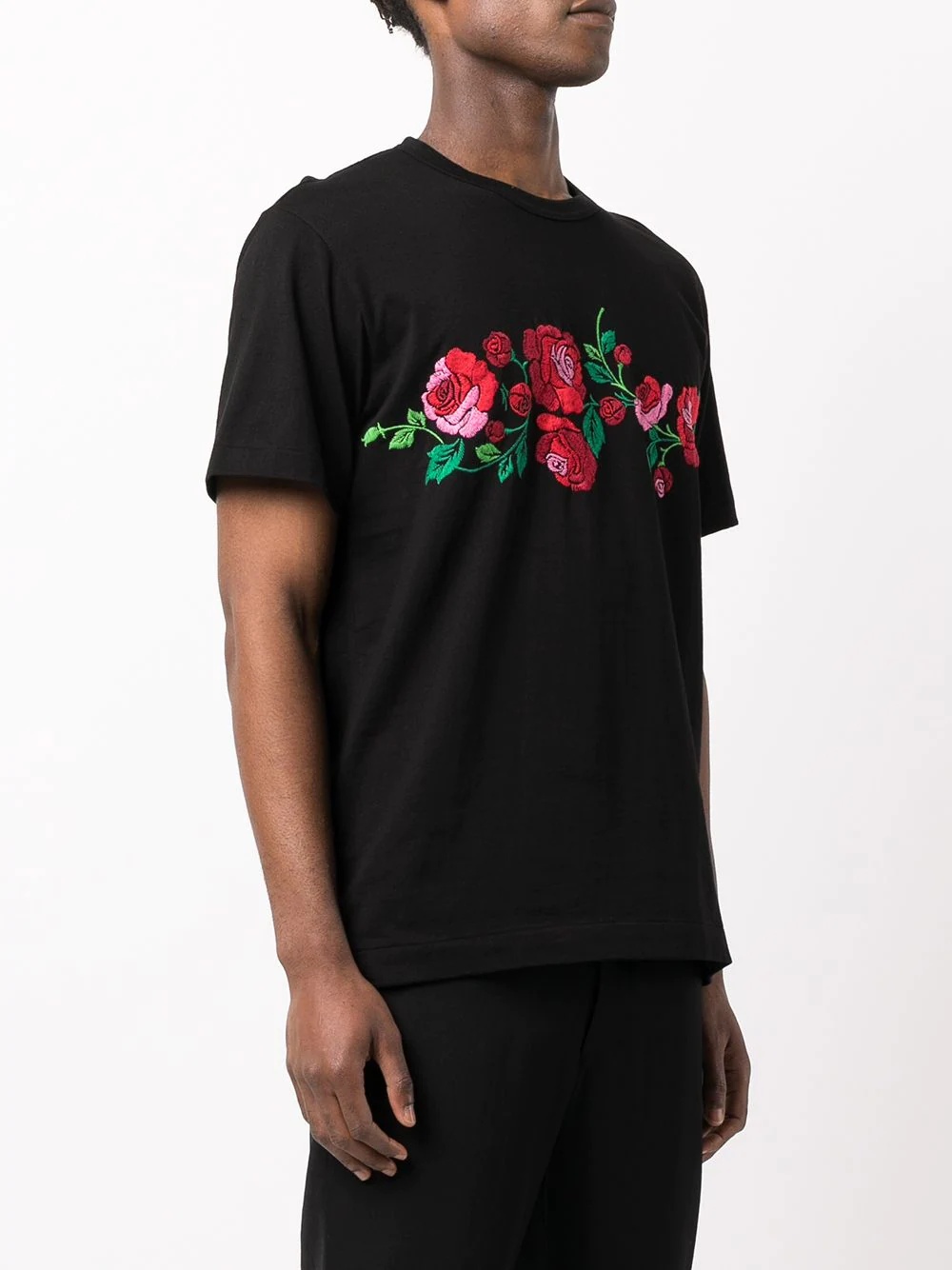 floral-embroidered cotton T-shirt - 3