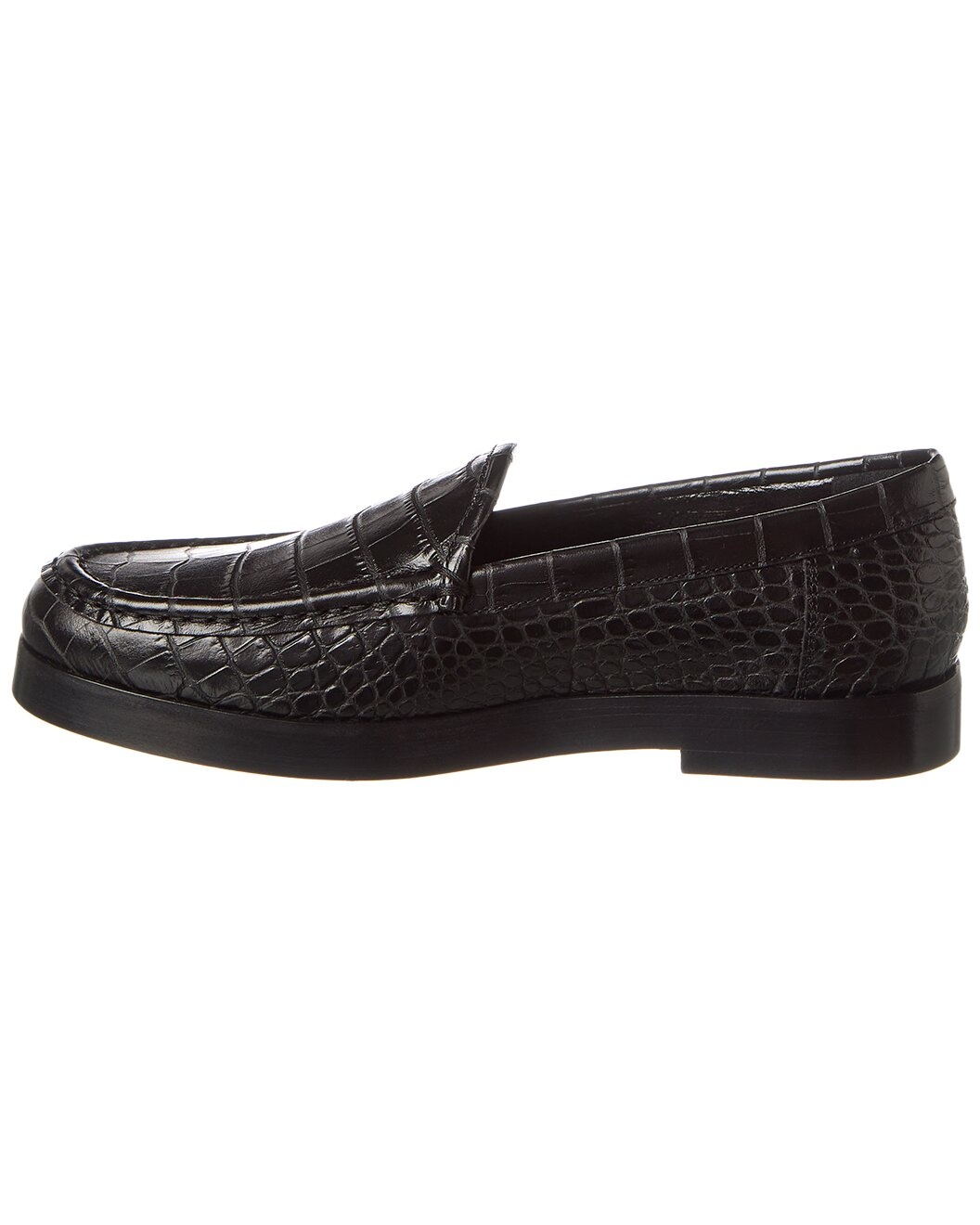 Manolo Blahnik Dinelio Croc-Embossed Leather Loafer - 2