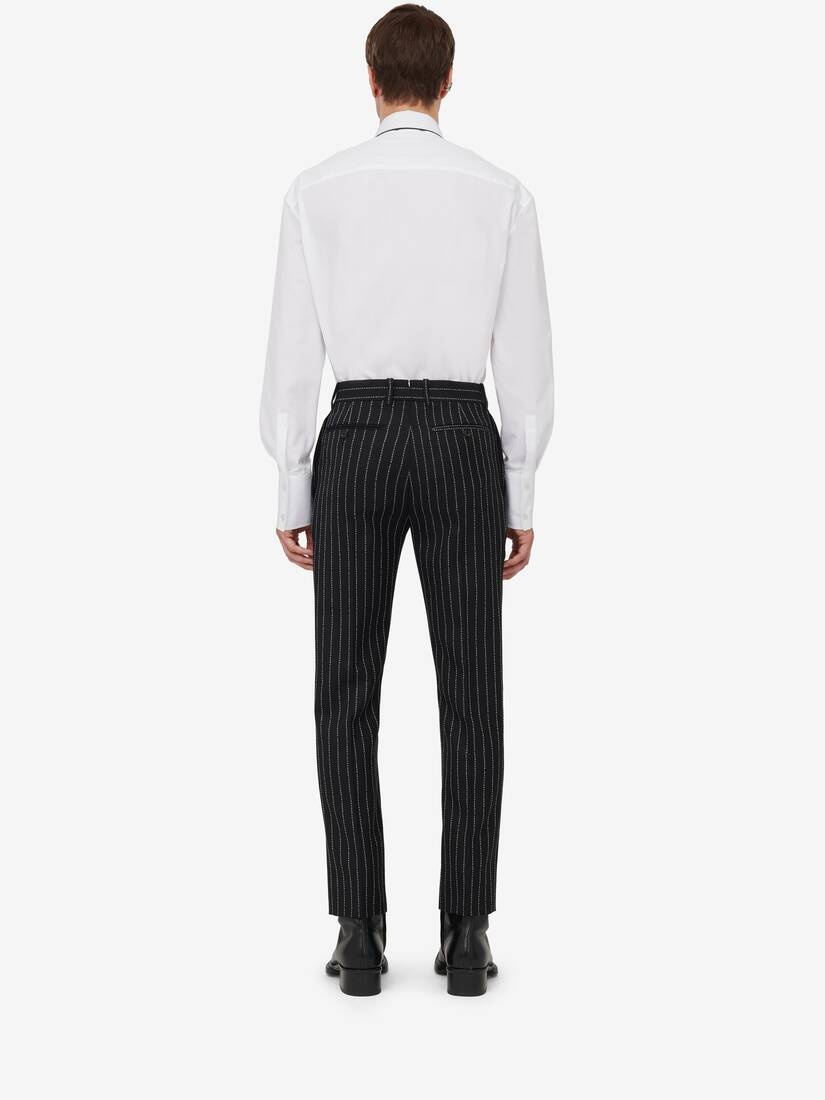 Men's Tailored Cigarette Trousers in Black/white - 4
