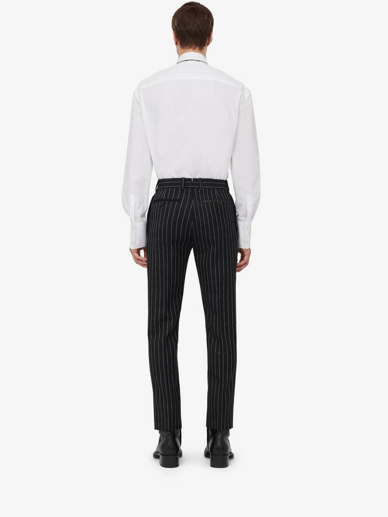 Men's Tailored Cigarette Trousers in Black/white 4