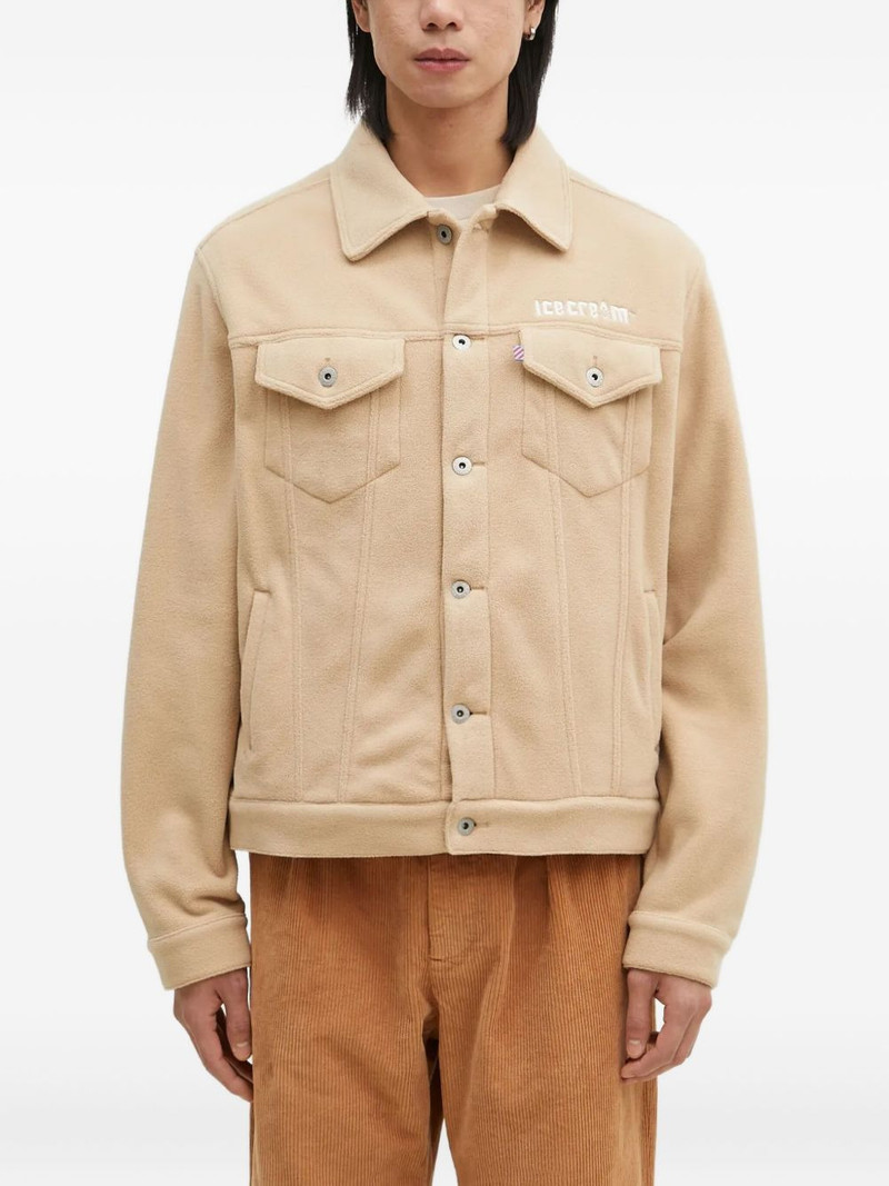 logo-embroidered fleece jacket 1