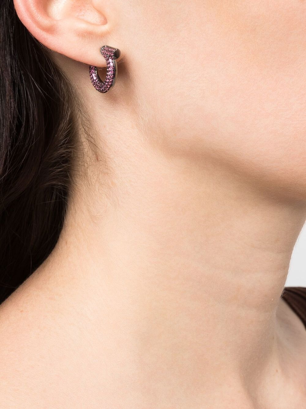 crystal-embellished half-hoop earrings set of 3 - 3