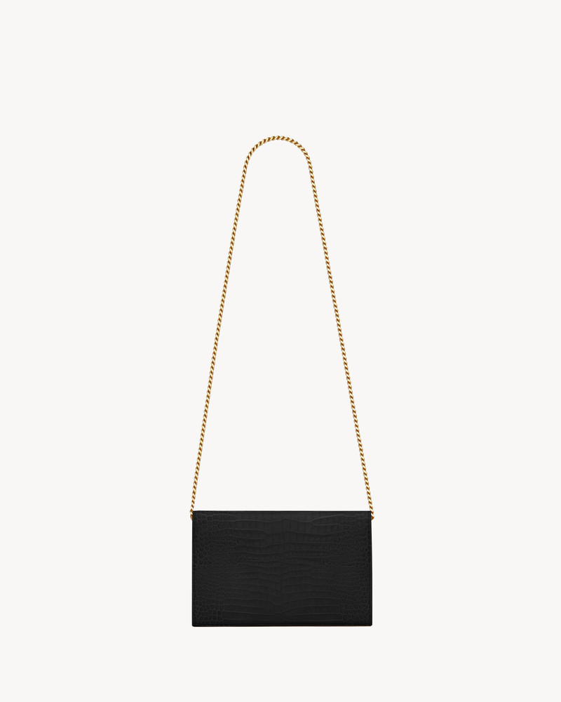CASSANDRE CHAIN WALLET IN CROCODILE-EMBOSSED SHINY LEATHER 3