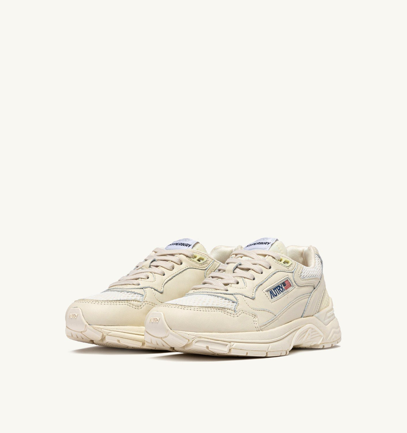 HYPERWAY SNEAKERS IN WHISPER WHITE LAMINATED LEATHER AND MESH - 2