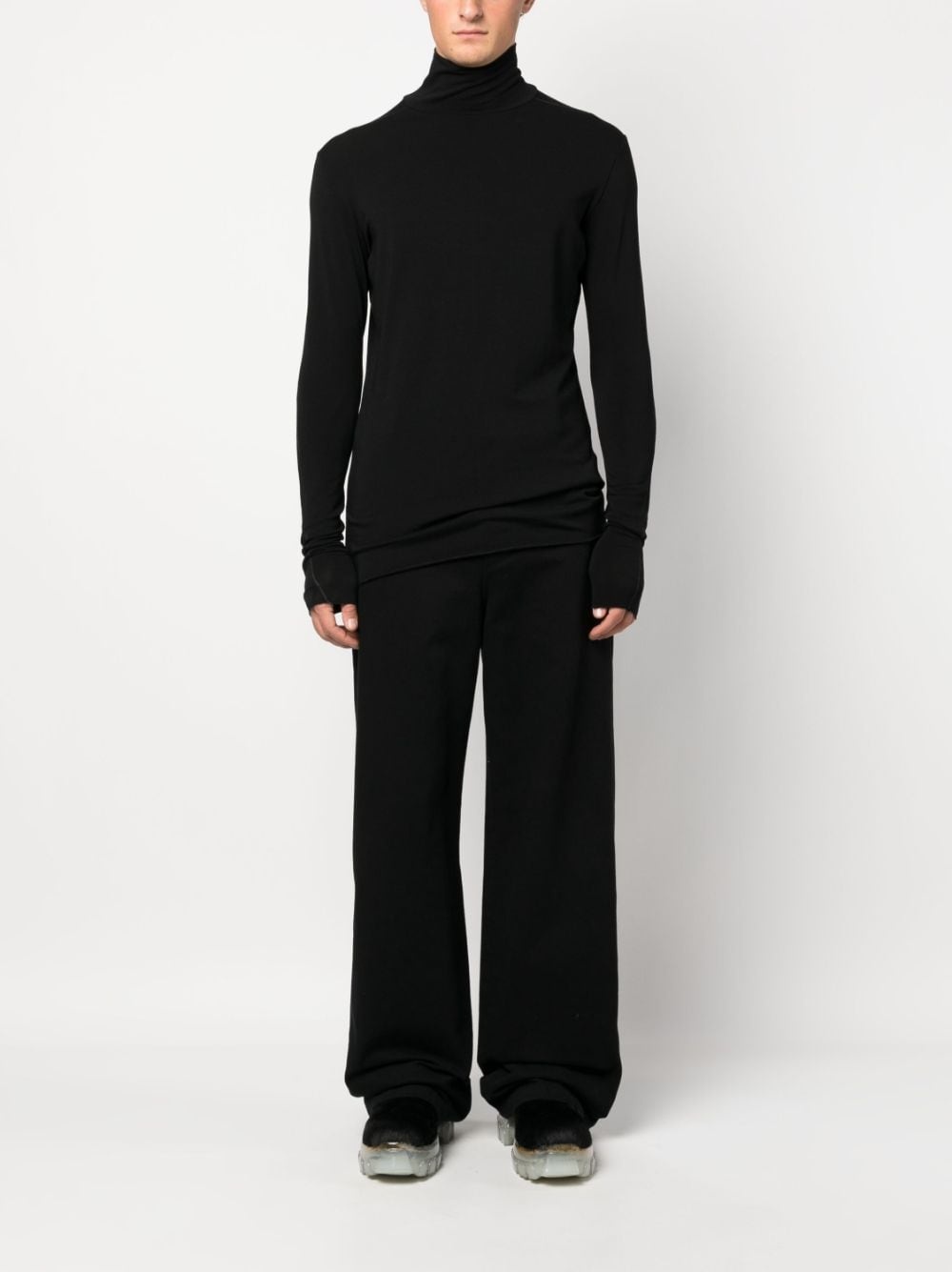 contrast-stitching high-neck T-shirt - 2