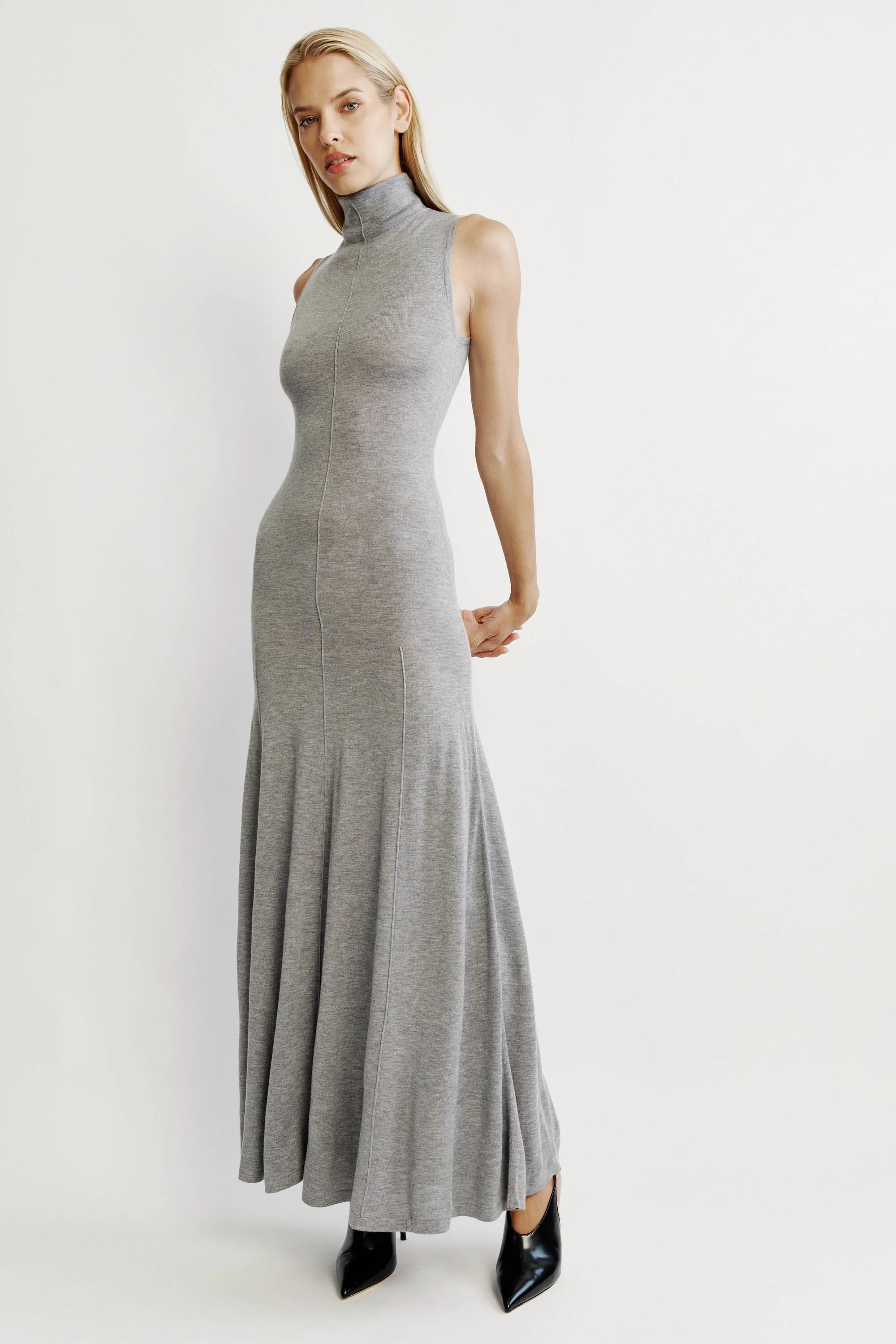 Astoria Knit Maxi Dress In Dove Grey - 1