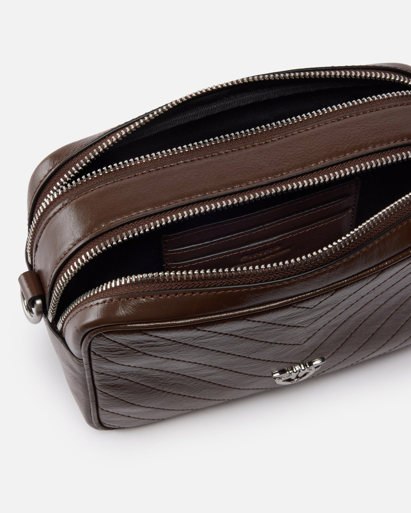 MEDIUM CHEVRON LEATHER CAMERA BAG WITH STRAP 4