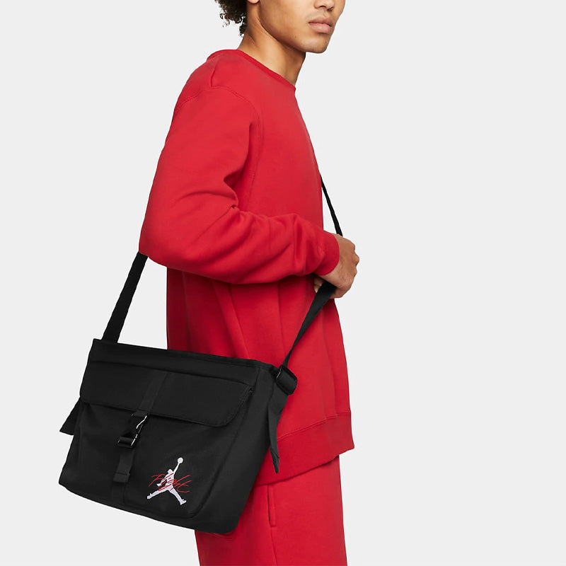 Air Jordan Unisex Printing Logo Flip Cover Single-Shoulder Bag Black DV5362-010 - 6