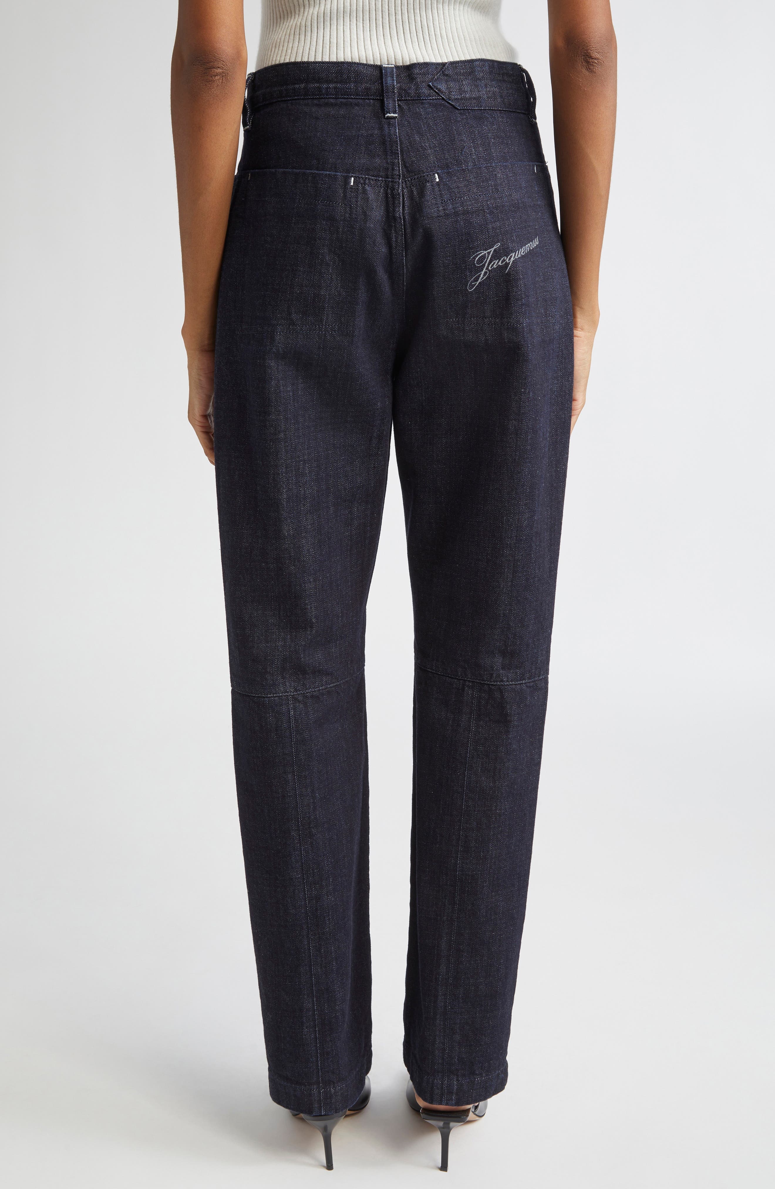 Jacquemus Le De-Nîmes Norma Straight Leg Jeans in Dark Navy at Nordstrom - 3