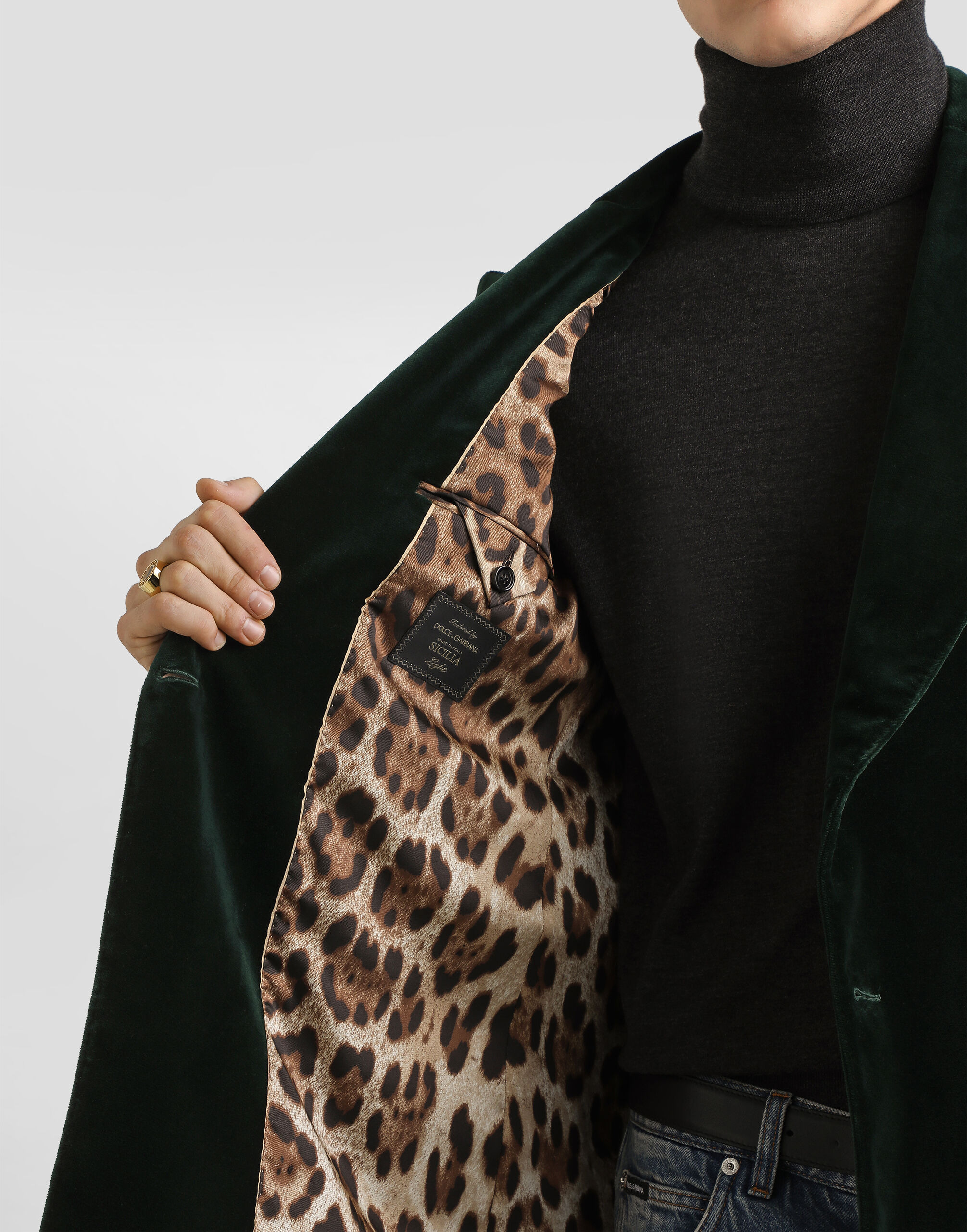 Double-breasted sicilia light cotton velvet jacket - 5