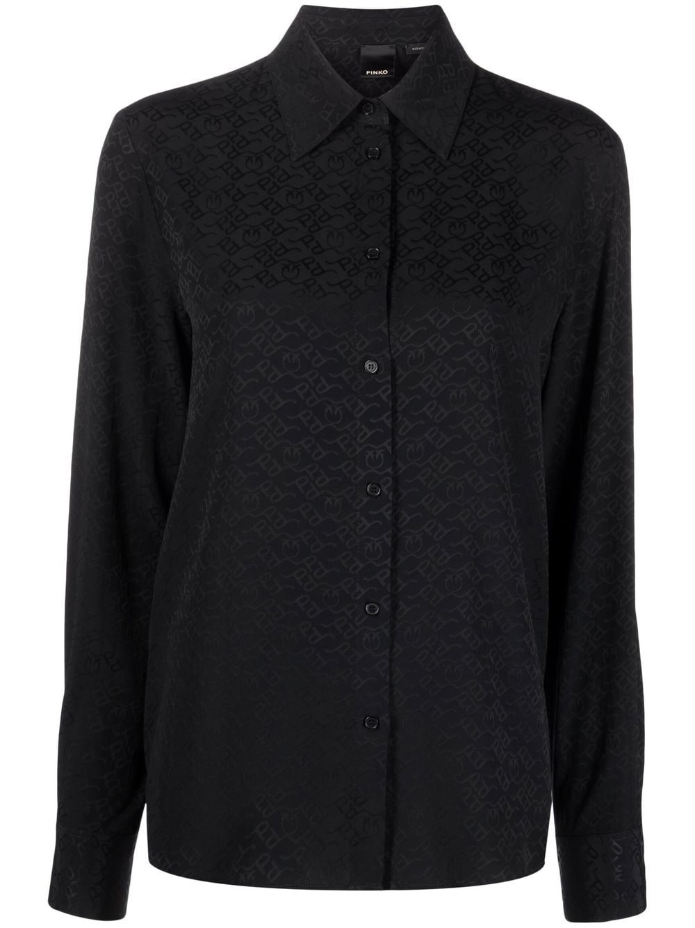 monogram pattern button-up shirt - 1