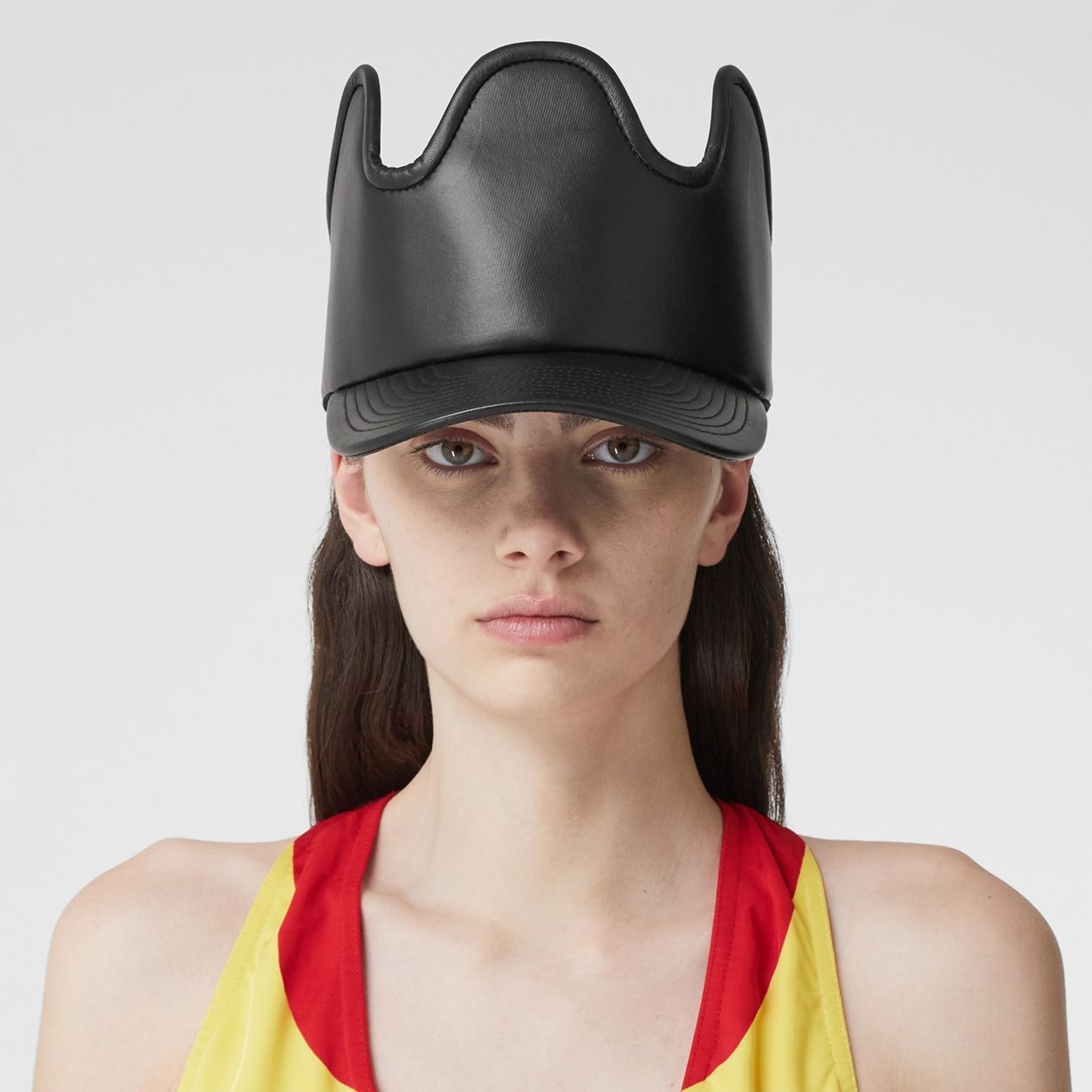 Panel Detail Lambskin Baseball Cap - 2