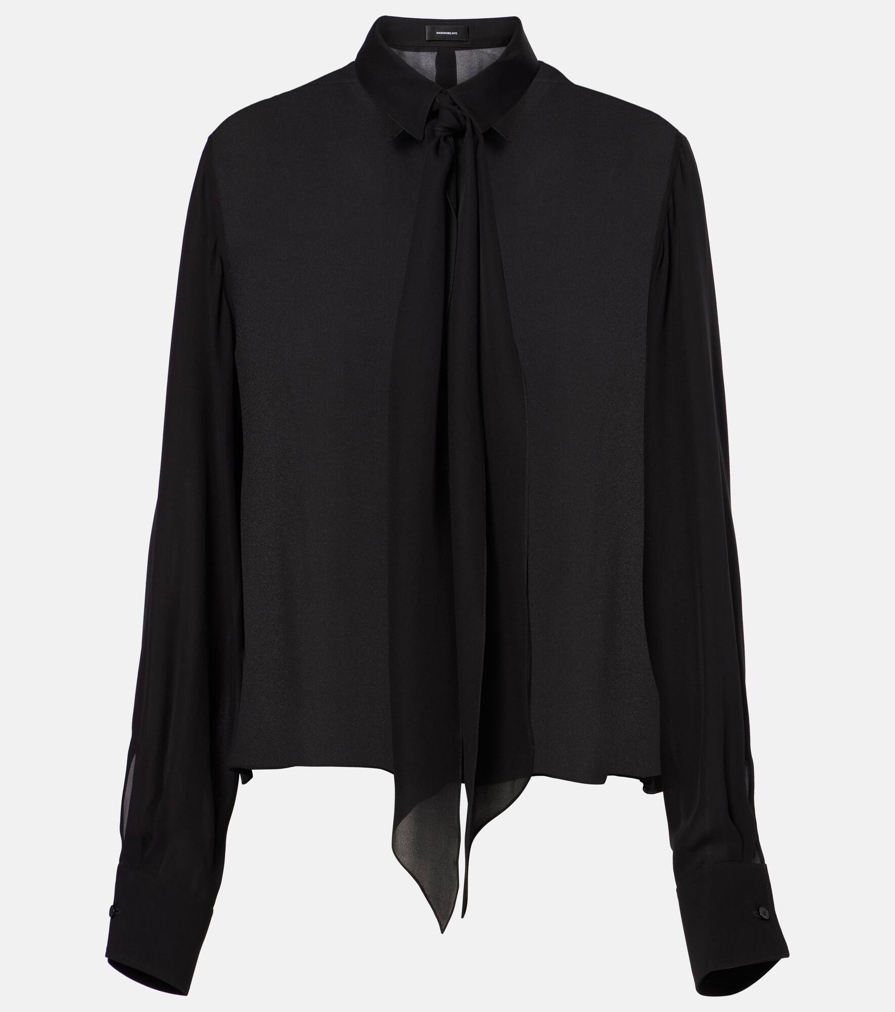 Tie-neck silk blouse - 1