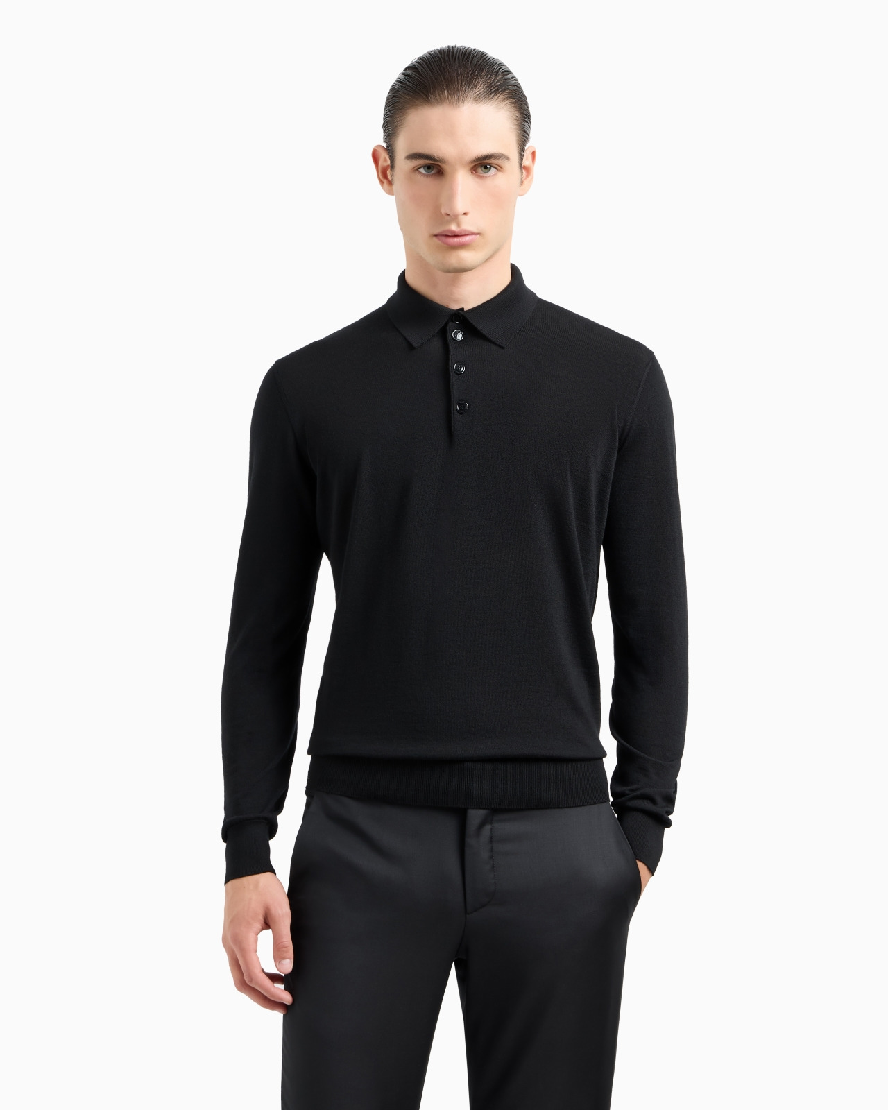 Long-sleeved polo shirt in virgin wool - 4