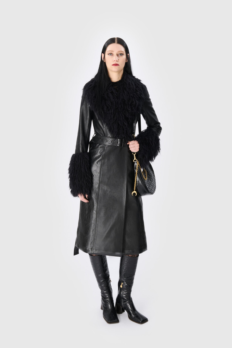 Moonogram Embossed Leather Trench Coat 1