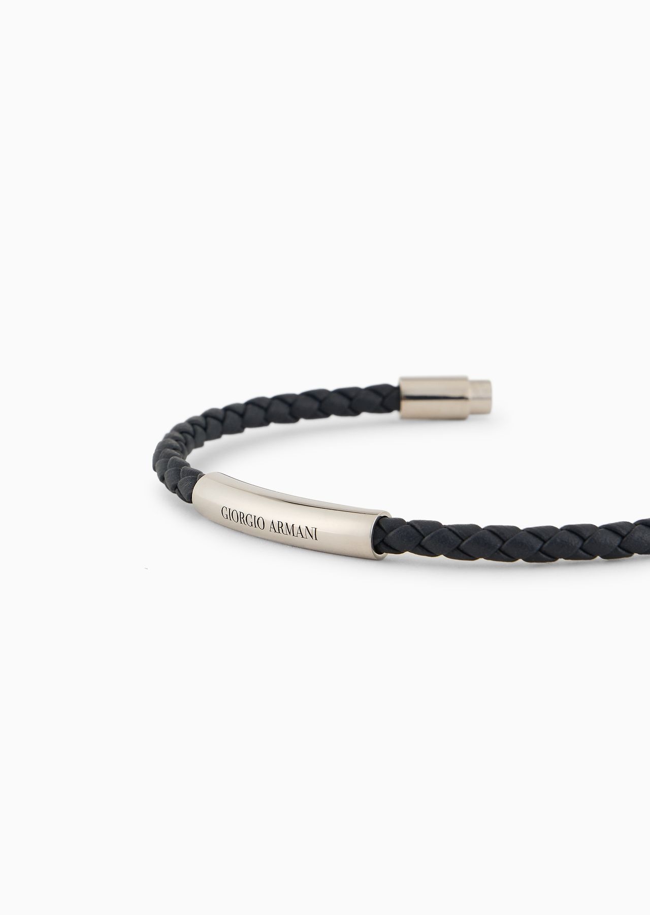 Plaited-leather bracelet with 925 sterling silver details - 2