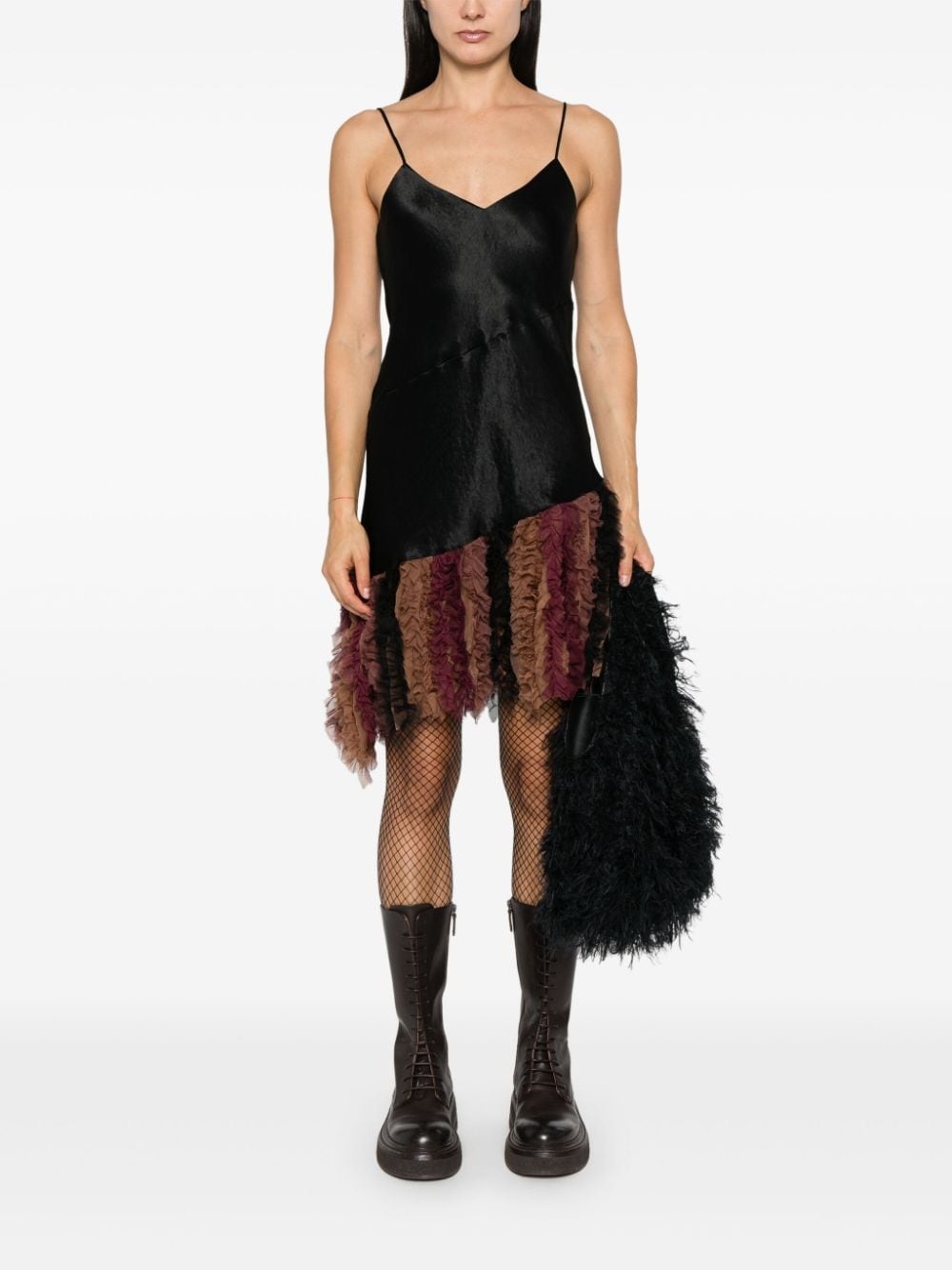chiffon-detail slip dress - 2