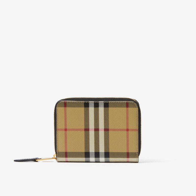 Vintage Check and Leather Zip Wallet - 1