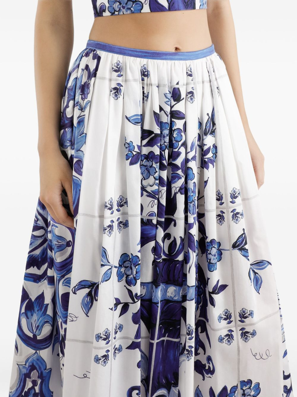 Majolica-print pleated skirt - 4