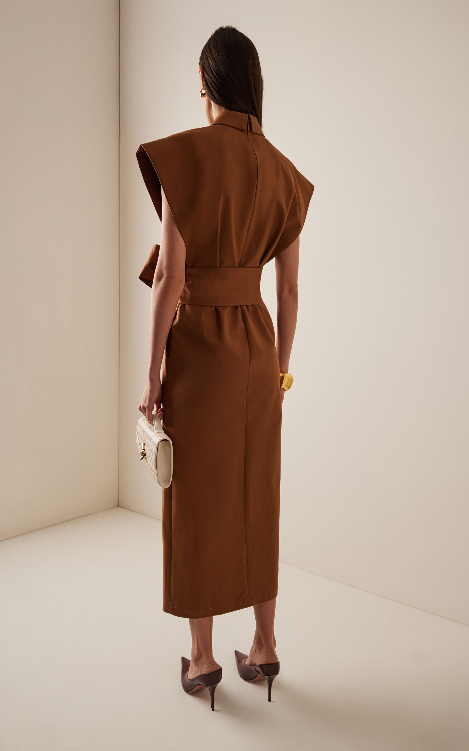 Stretch-Cotton Midi Shirt Dress brown - 4