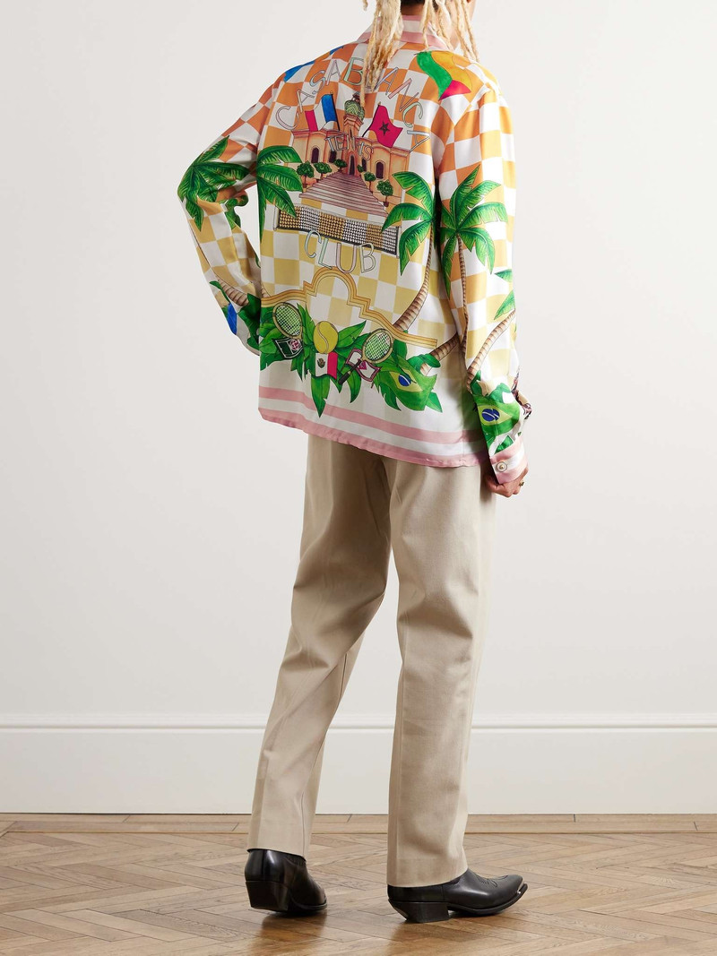 CASABLANCA Tennis Club Convertible-Collar Printed Silk Shirt outlook