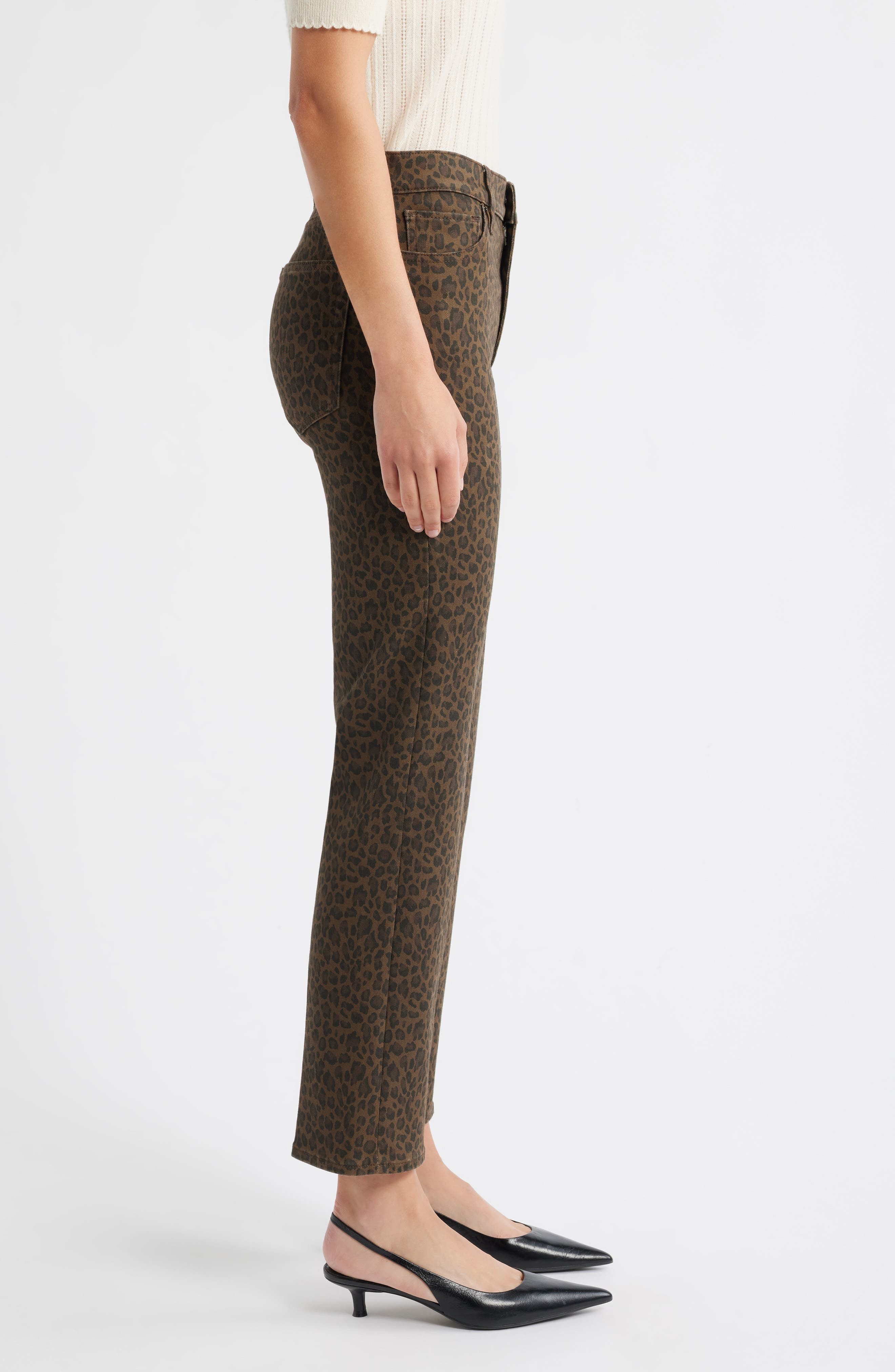 FRAME Le Sleek High Waist Ankle Straight Leg Jeans in Leopard at Nordstrom - 3