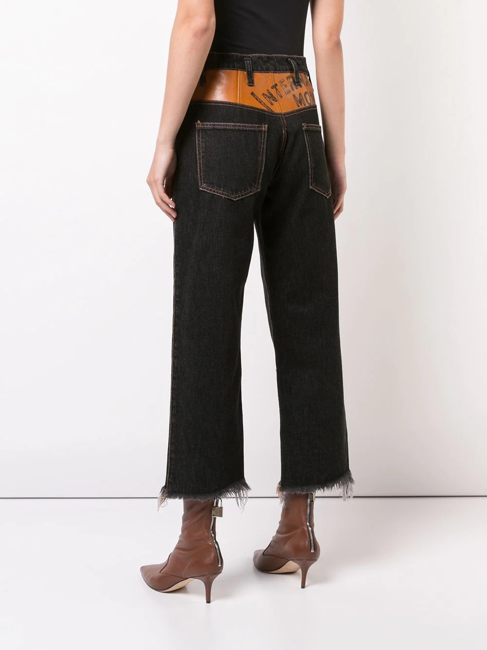 leather yoke jeans  - 4