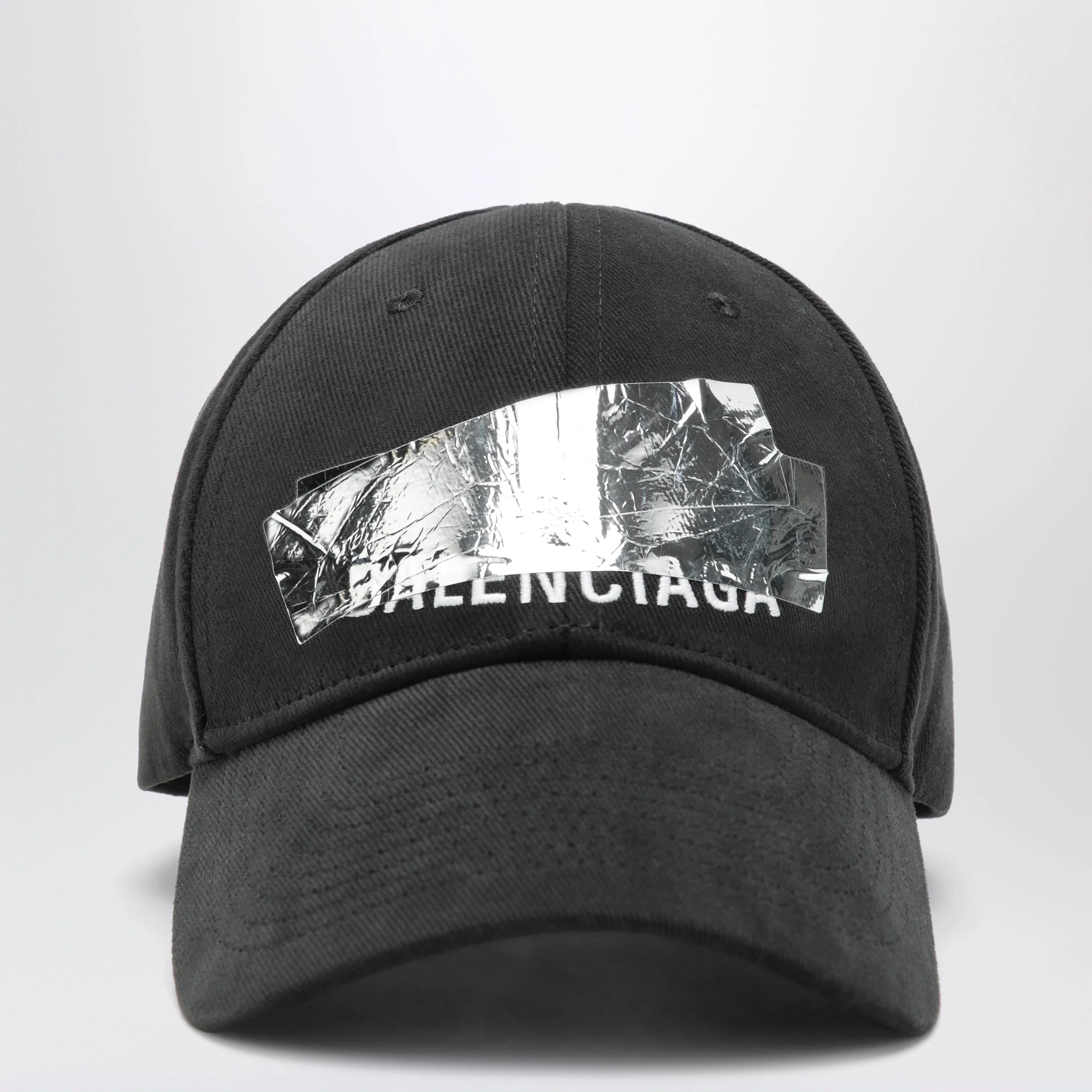Balenciaga Black Baseball Cap With Graphic Logo Patch Men - 1