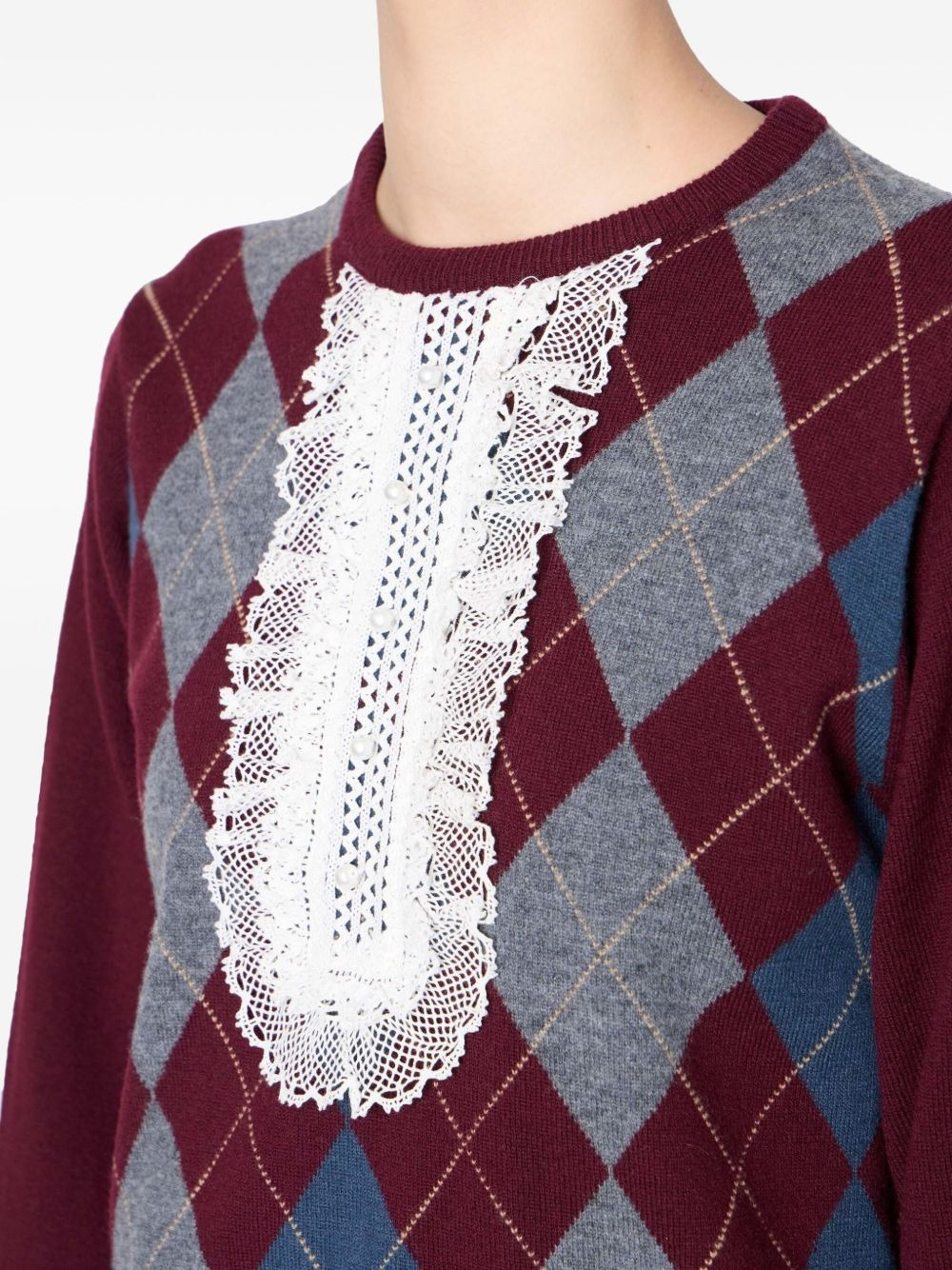 lace-insert sweater - 3