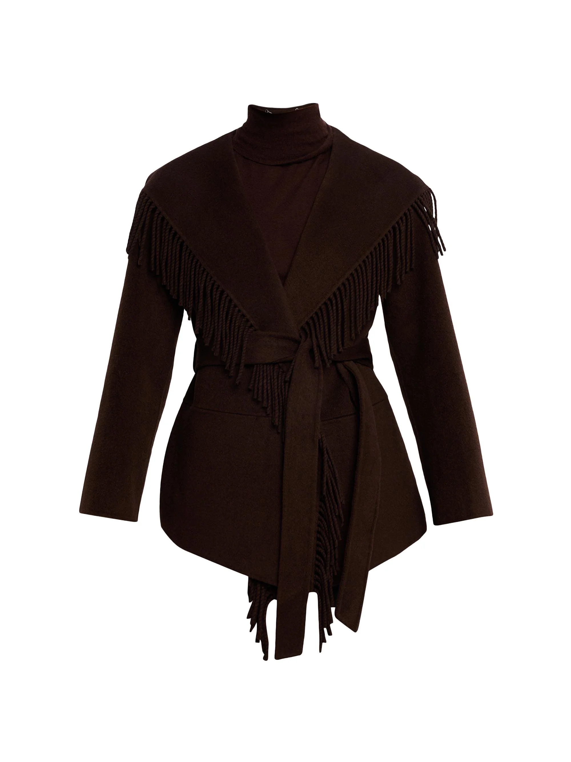 Women's Rowen Fringed Wool-Blend Jacket - Chocolate - 1