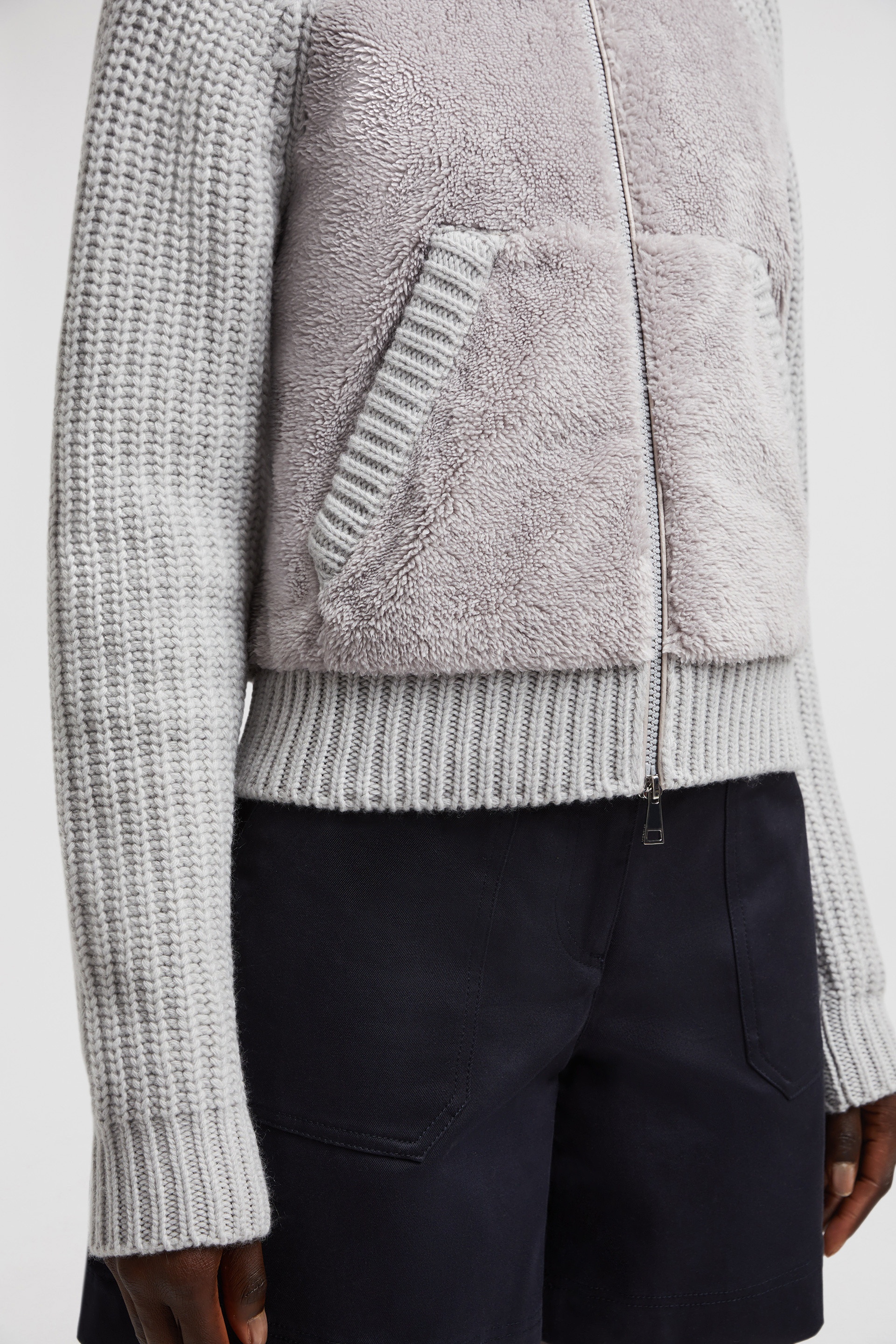 Padded Wool & Teddy Zip-up Hoodie - 6