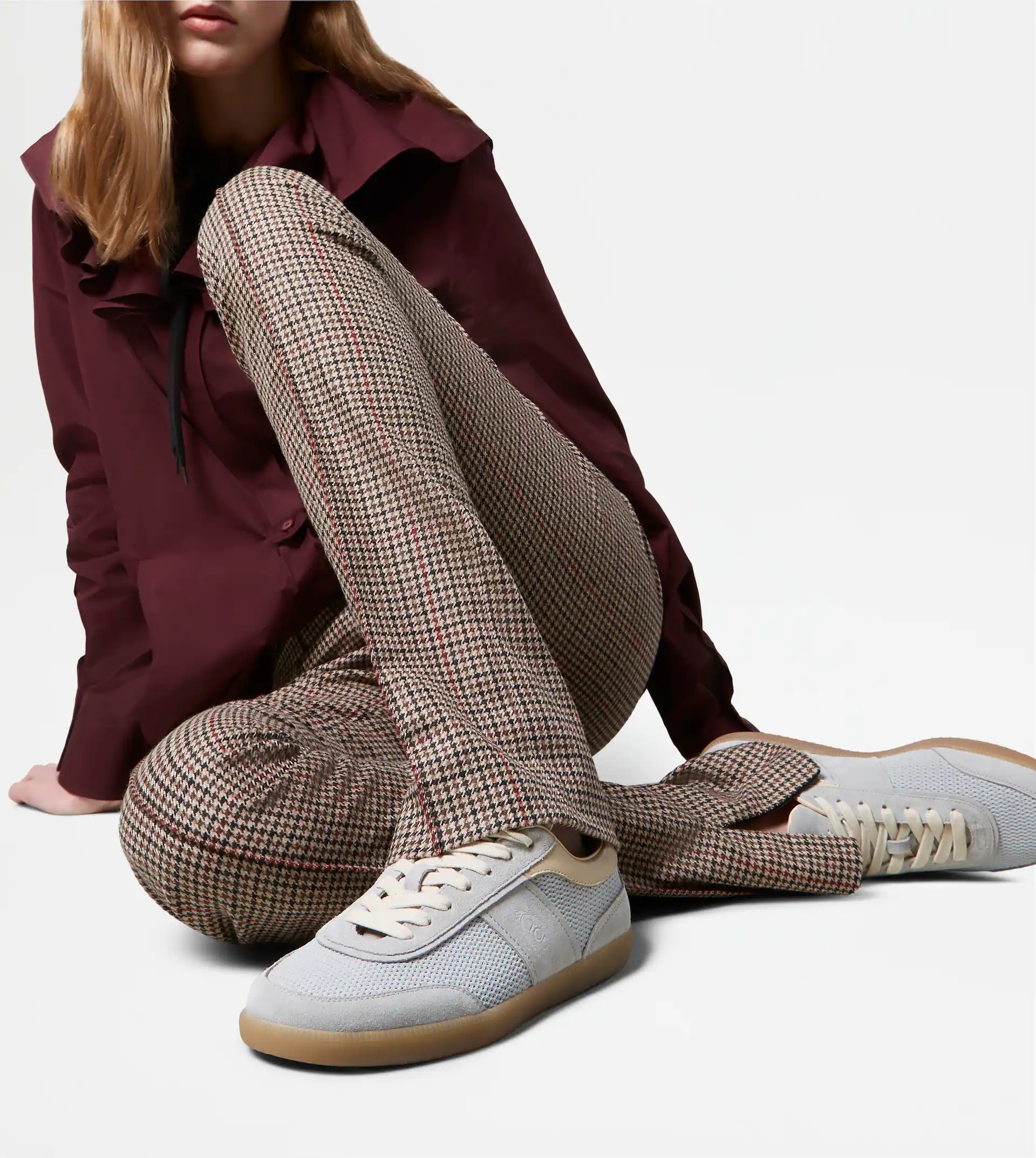 TOD'S TABS SNEAKERS IN SUEDE AND TECHNICAL FABRIC - GREY, LIGHT BLUE - 2