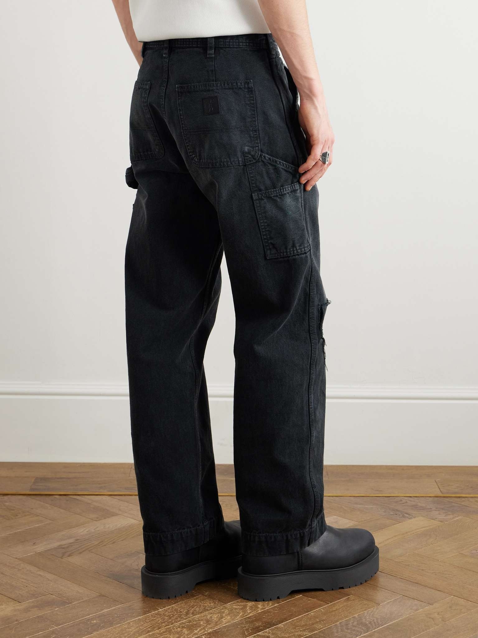 Wide-Leg Distressed Paint-Splattered Jeans - 4