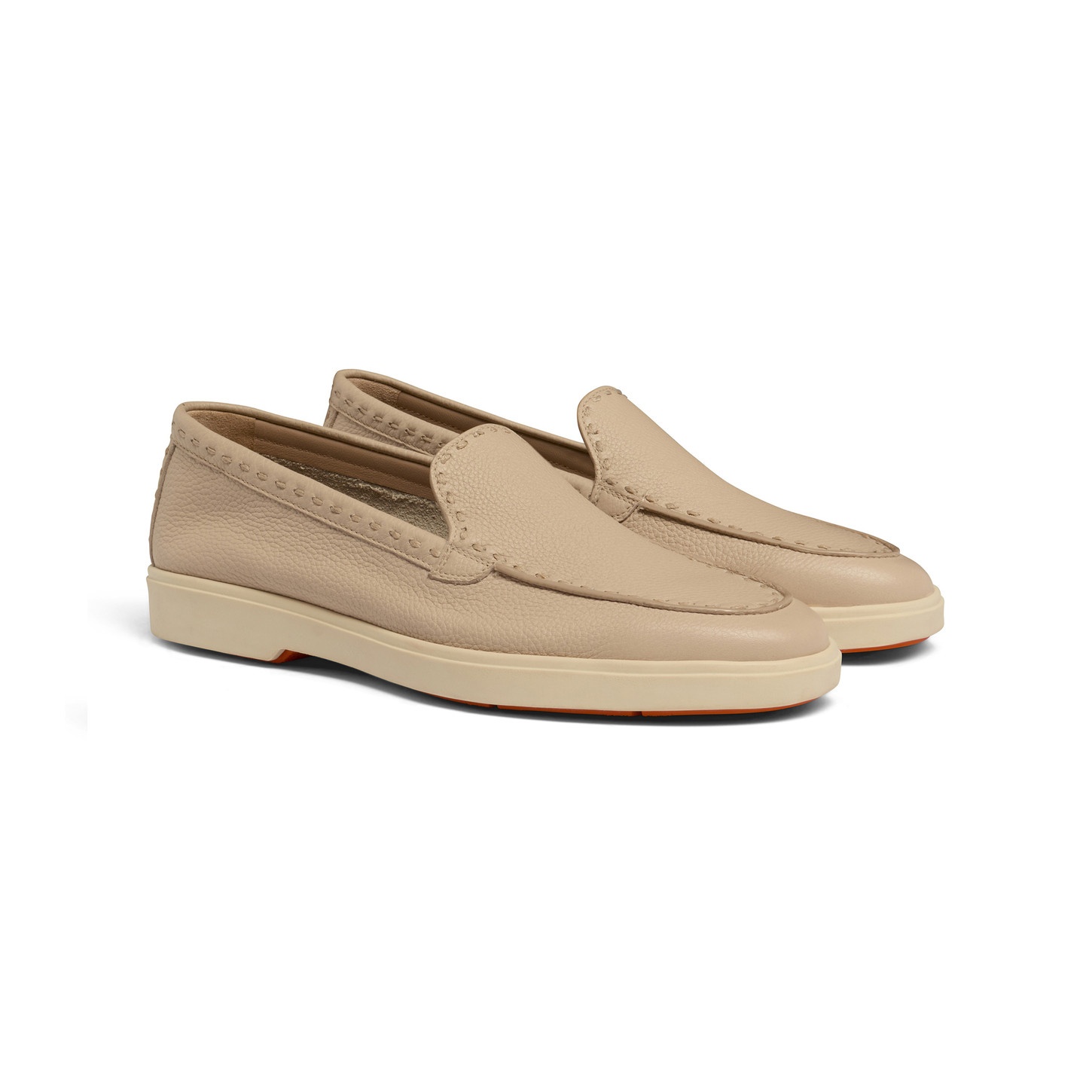 Women's pink tumbled leather loafer - 3