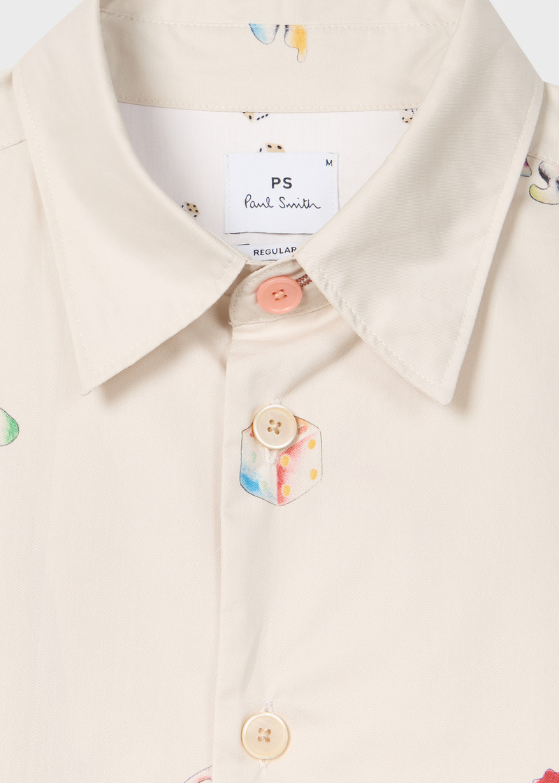 Paul Smith Ecru Cotton 'Lucky Charm' Print Shirt outlook