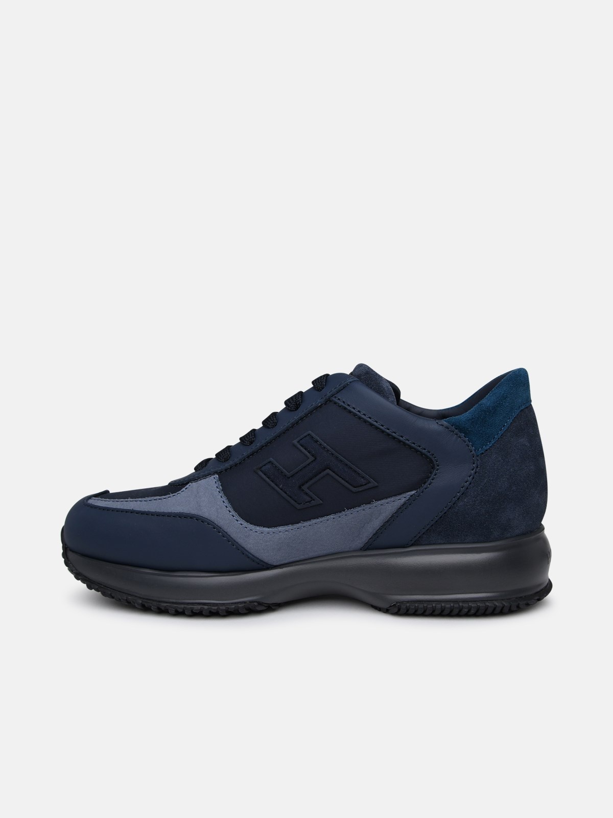 Blue leather sneakers - 3