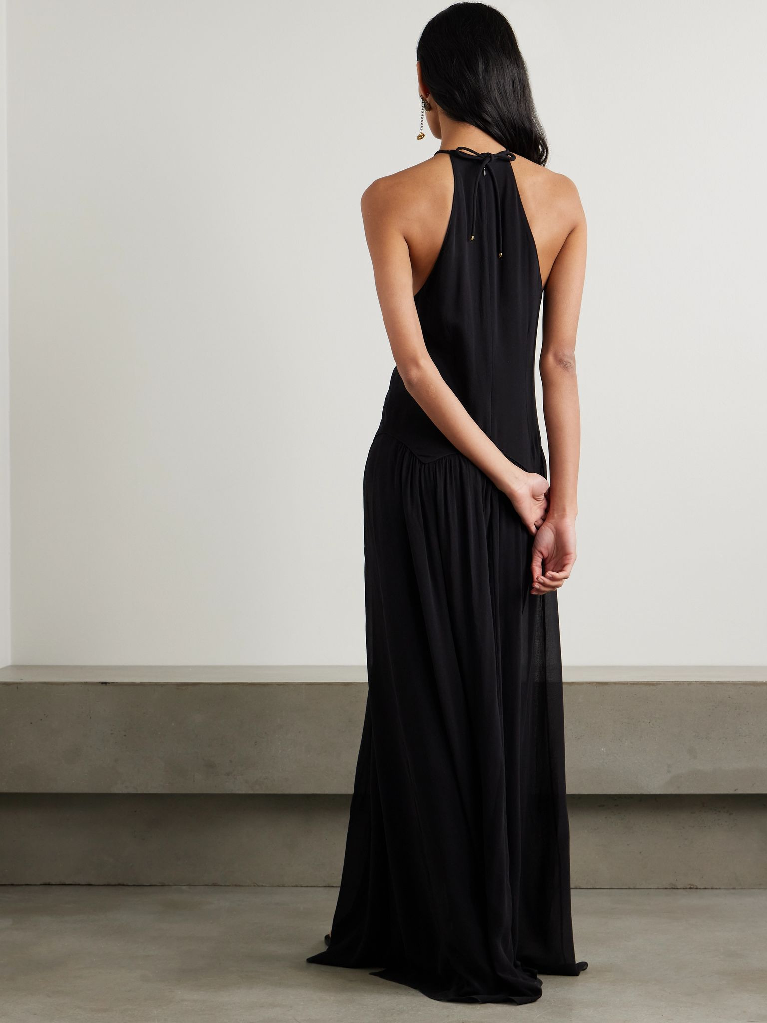 Alviali embellished cutout silk-georgette maxi dress Black - 3