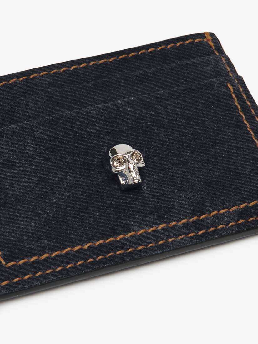 Women's Skull Card Holder in Denim - 4