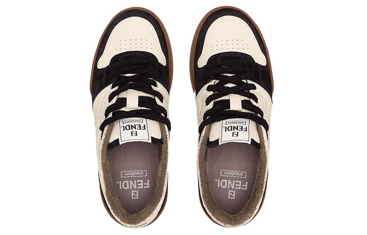 (WMNS) FENDI Match Low Top Suede 'Black Beige' 8E8252AHH2F1FZB - 4