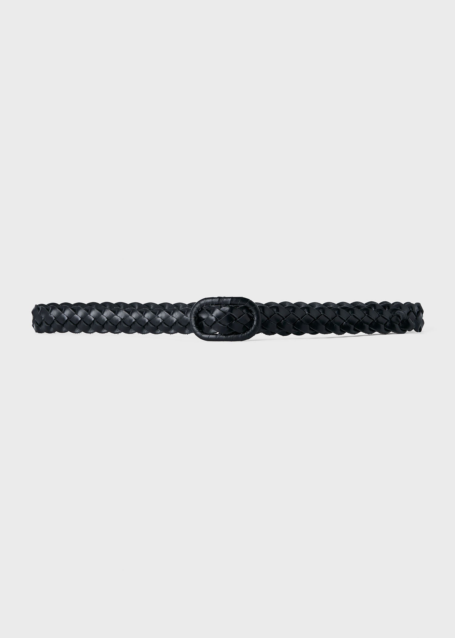 Slim braided leather belt - 1