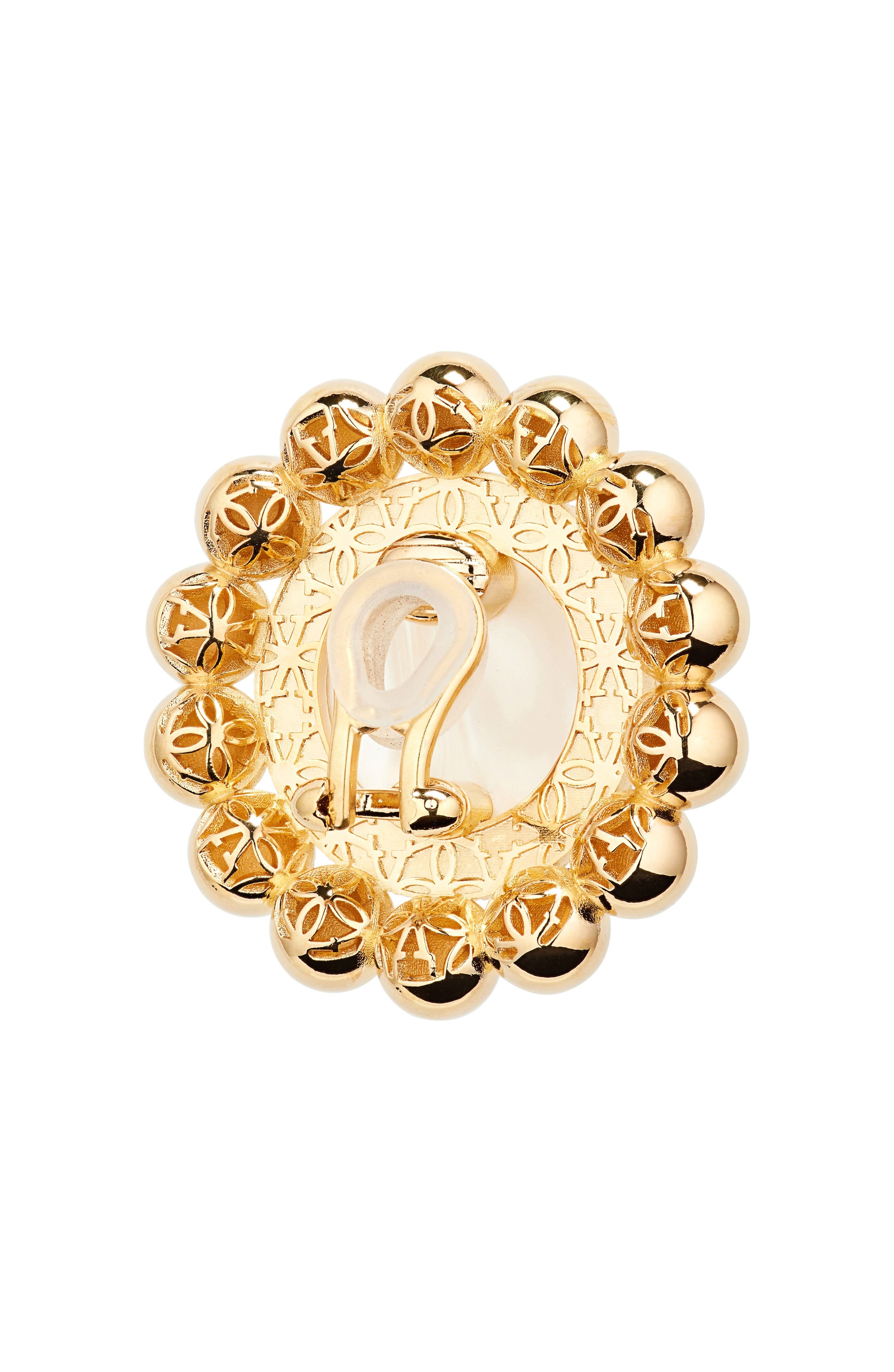 Valentino Garavani Pas Plus VLOGO Faux Pearl Clip-On Earrings in Gold/Cream at Nordstrom - 4