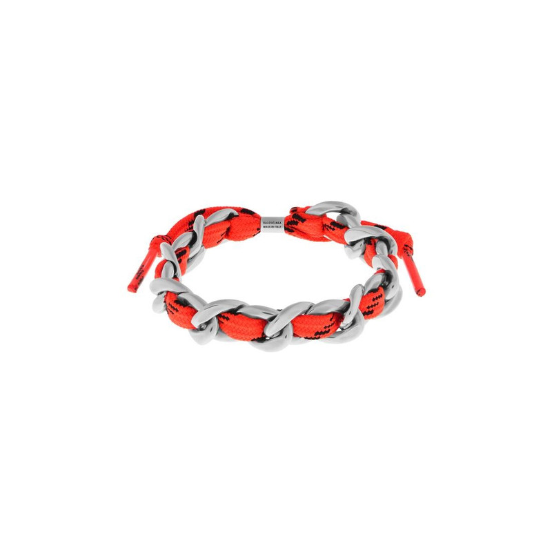 Malibu Gourmette Bracelet in Antique Silver/neon Orange 1