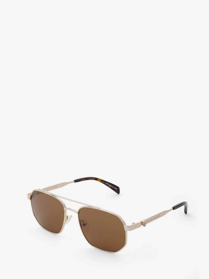 Men's Floating Skull Metal Caravan Sunglasses in Gold/brown - 3