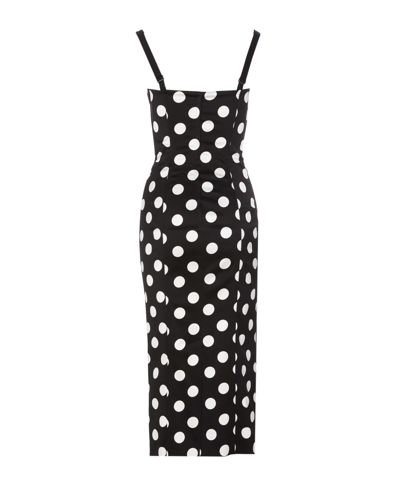 Polka Dot Print Bustier Midi Dress - 2