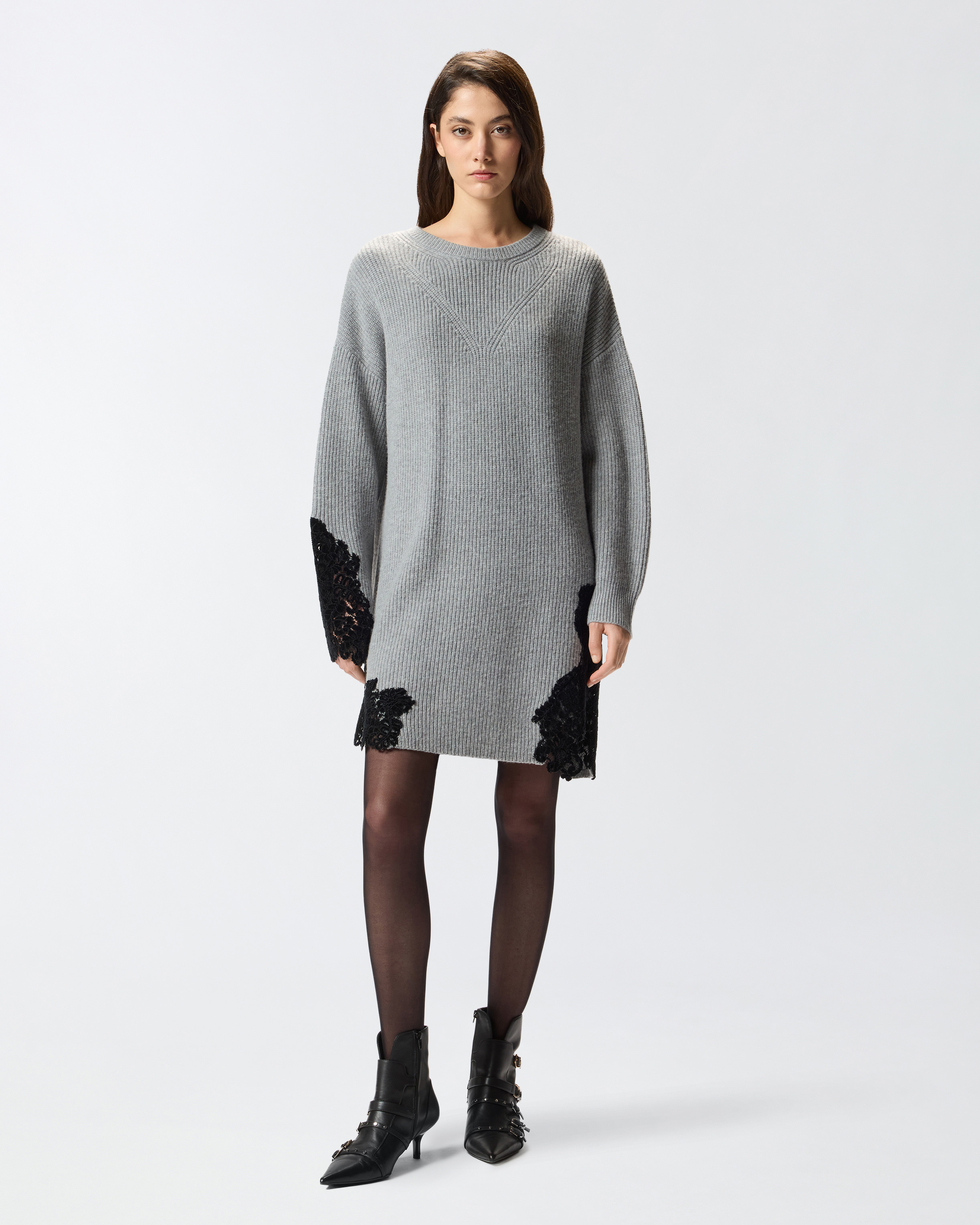 KNIT MINI DRESS WITH LACE - 3