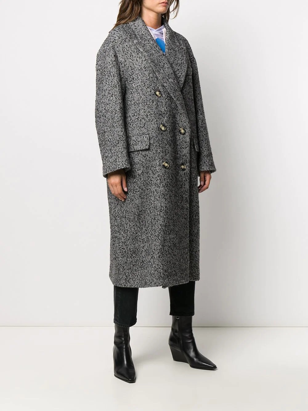 Ojima double-breasted long coat - 3