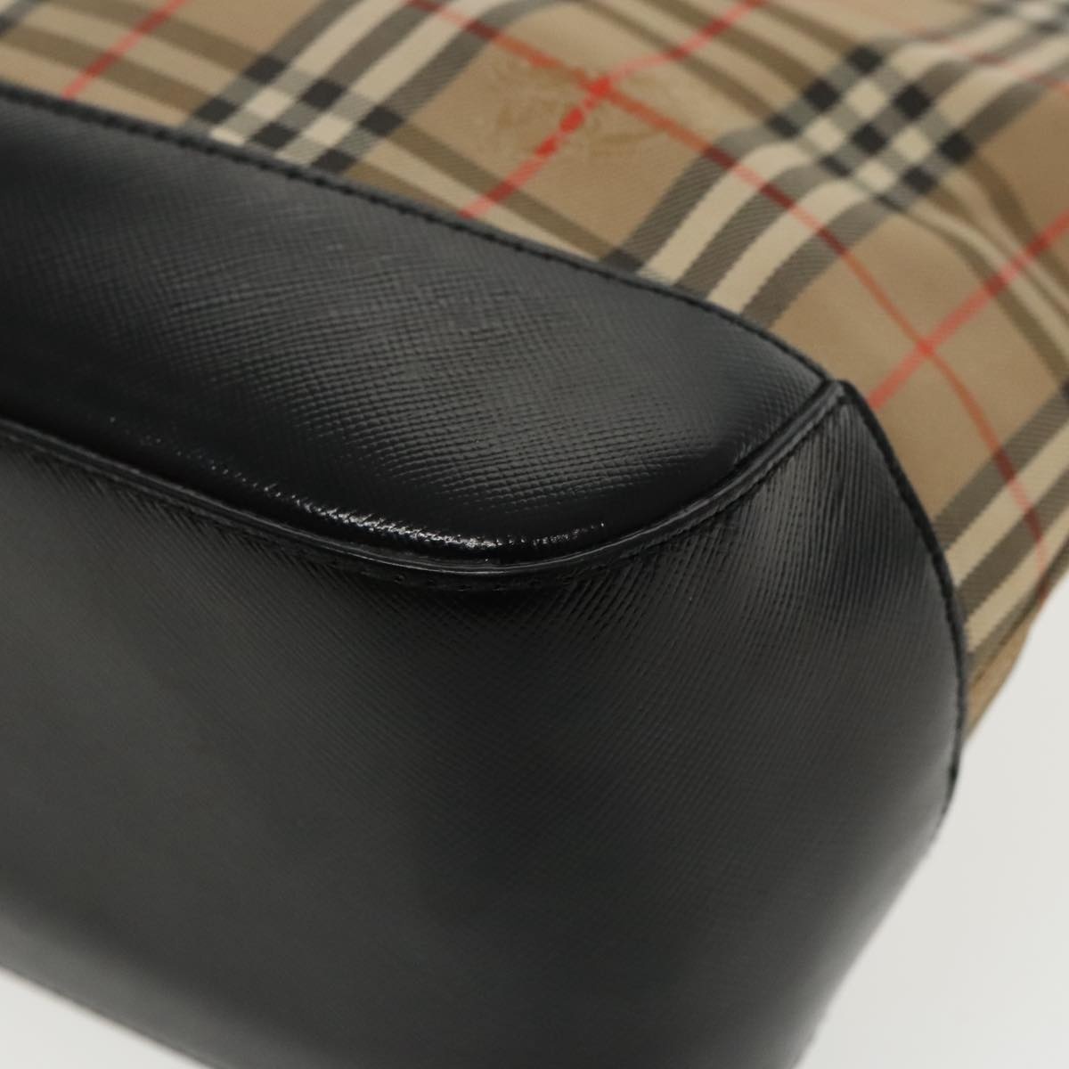 Burberry Nova Check Hand Bag Canvas Leather Beige Gold - 12