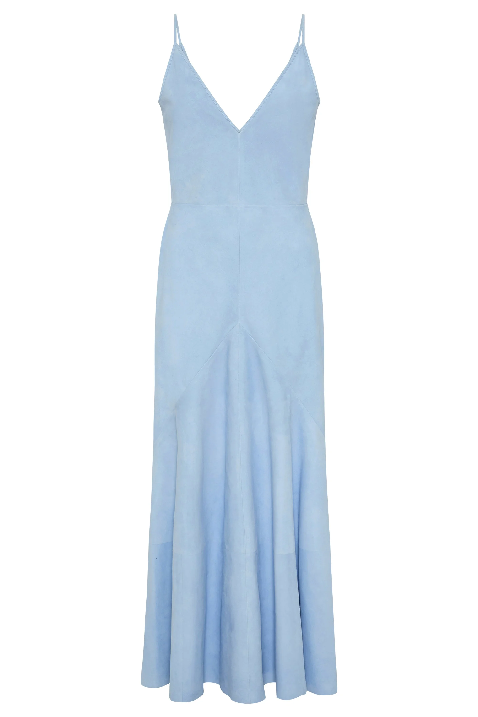 Brigita Slip Maxi Dress in Light Blue Suede - 1