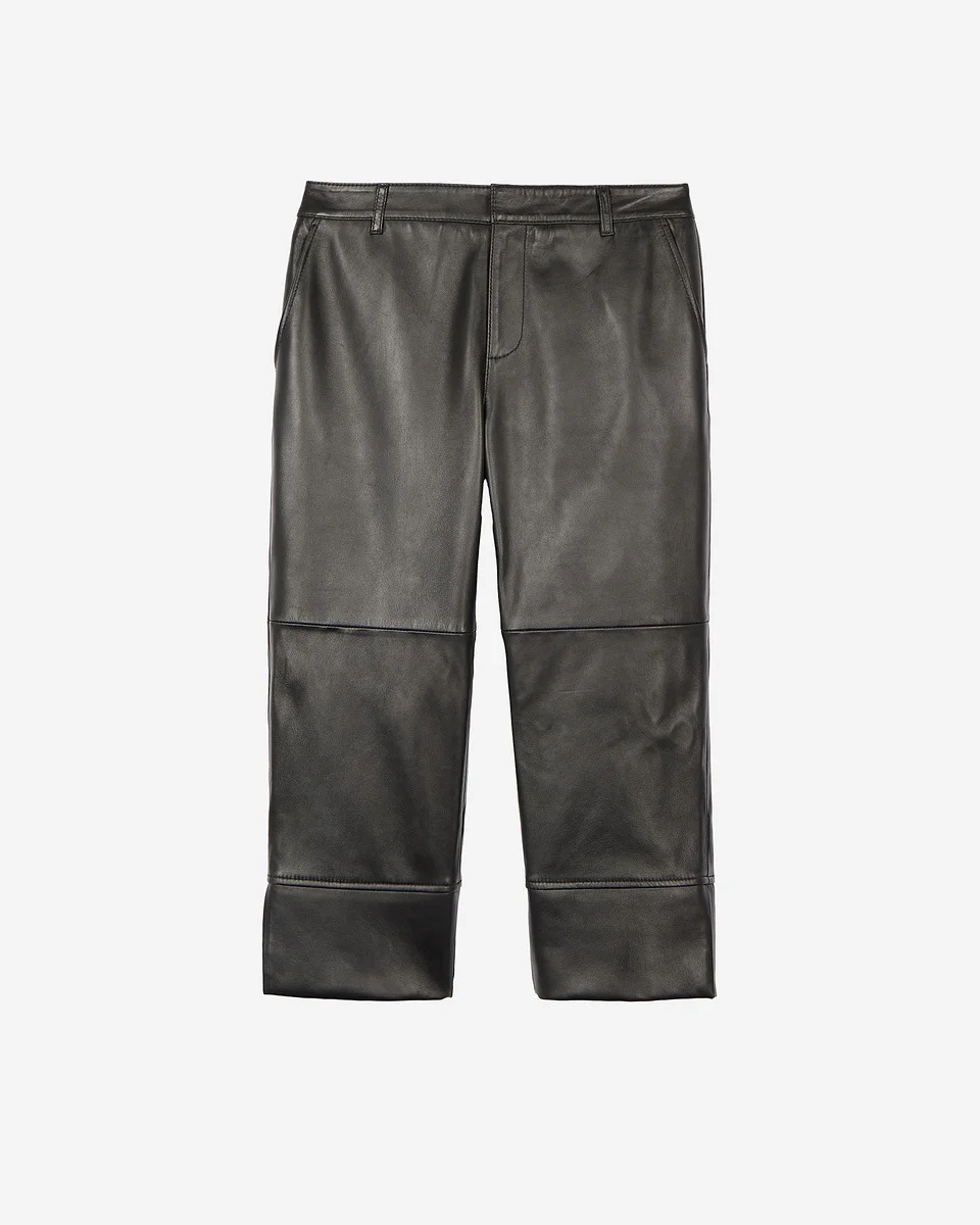 BLACK LEATHER CAPRI PANTS - 1