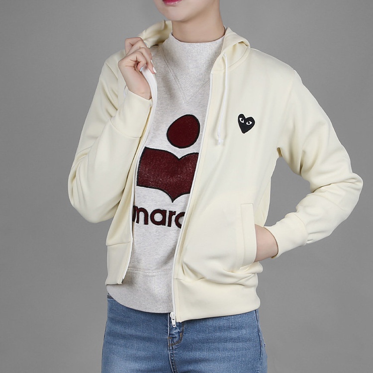 (WMNS) COMME des GARCONS PLAY Zip Hoodie Big Black Heart 'Beige' AZ-T253-051-3 - 6